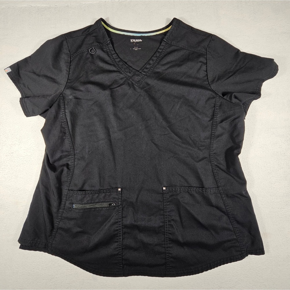 Scrubstar Ultimate Womens Black V-Neck Scrub Top 2XL WM12T900A Pockets Stretch